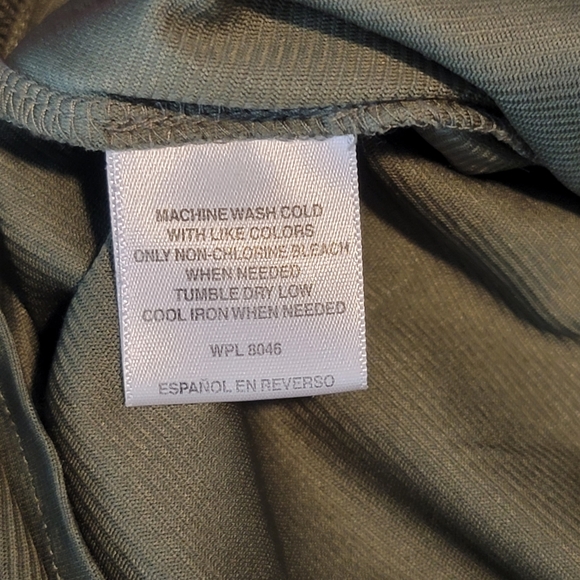 Bar III Olive Green Long Sleeve Faux Wrap Dress with Pockets Small - Picture 3 of 3